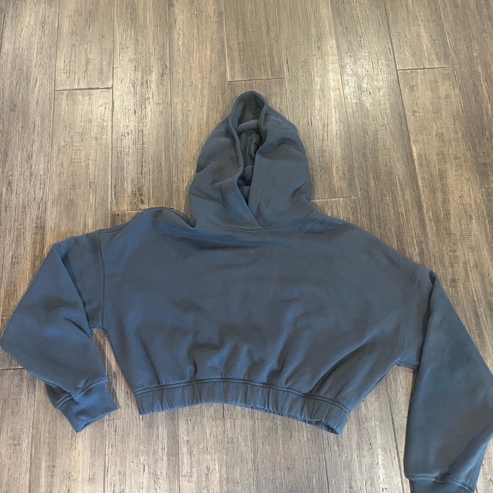 Hollister Gray Oversized Cropped Hoodie Sweatshirt